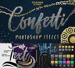 极品PS动作－五彩纸屑字效(含样式/画笔/高清视频教程)：CONFETTI Effect for Photos
